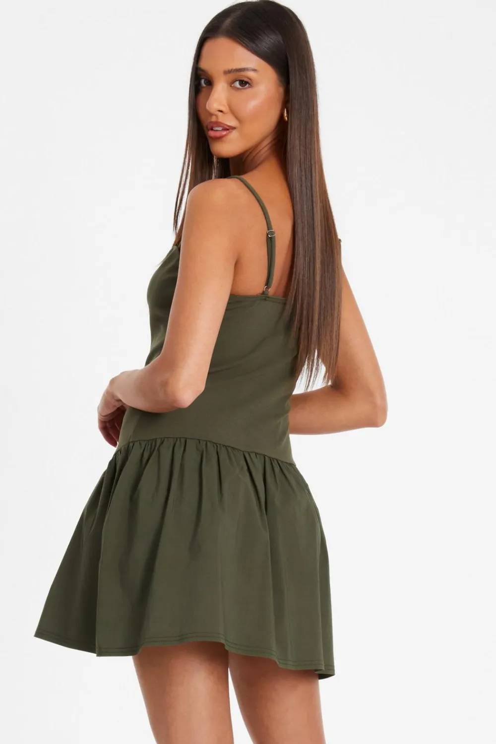Quiz Summer Clothes|Mini Dresses>Khaki Strappy Puff Ball Skater Dress