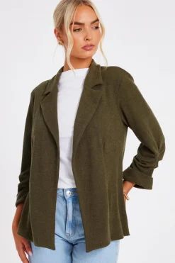 Quiz Workwear|Modest>Textured Ruched Sleeve Blazer