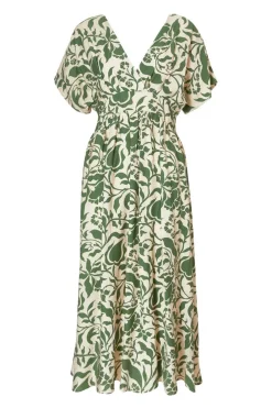 Quiz Summer Clothes|Holiday>Khaki Tropical Print Midaxi Dress