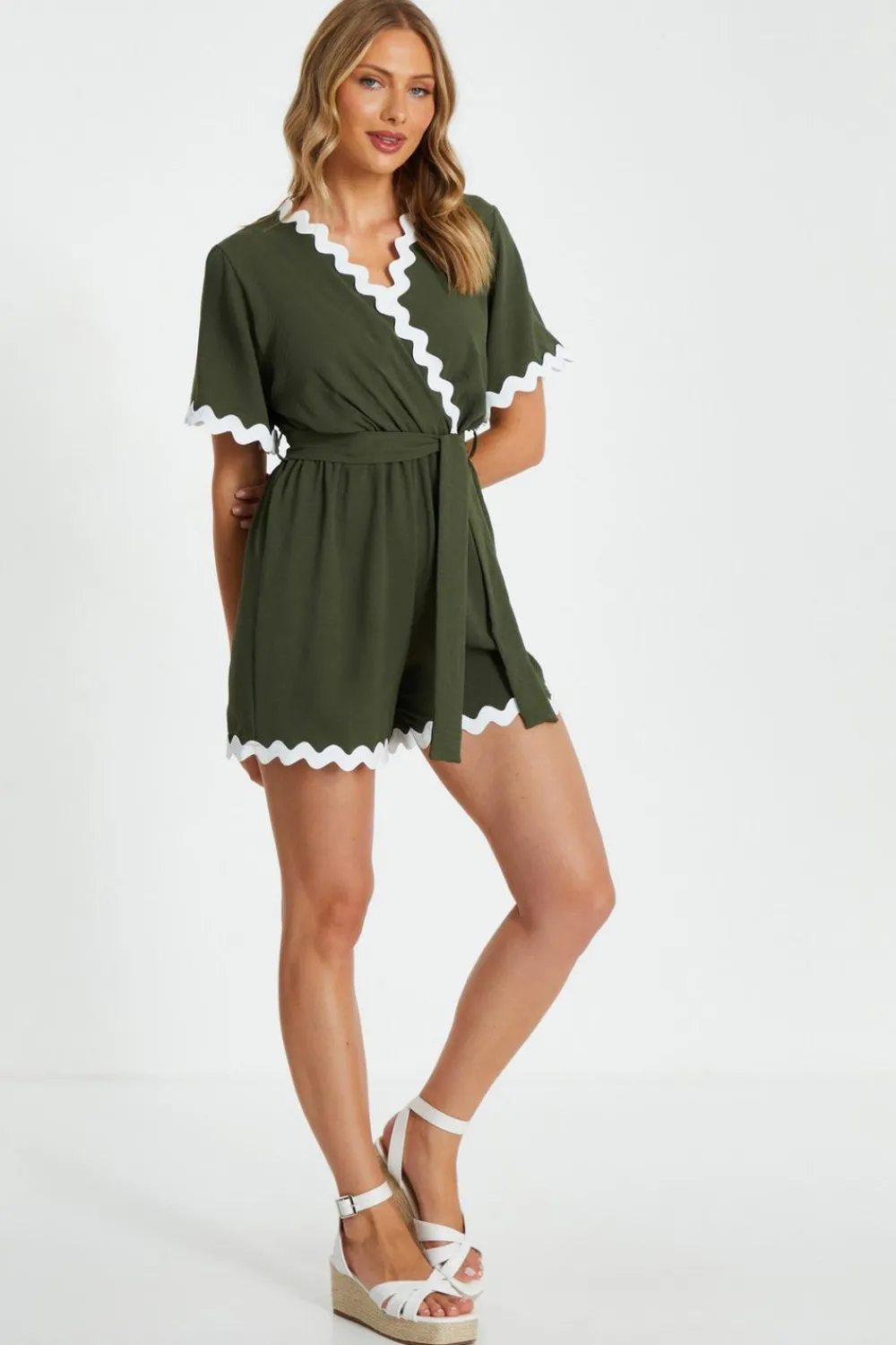 Quiz Playsuits|Summer Clothes>Wavy Trim Playsuit