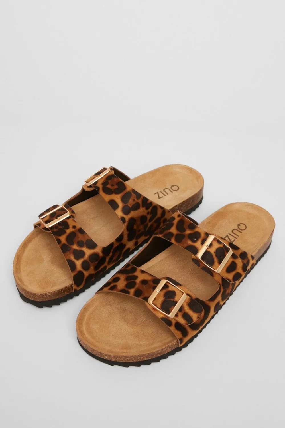 Quiz Sandals|Holiday Shoes>Leopard Print Double Buckle Flat Sandals