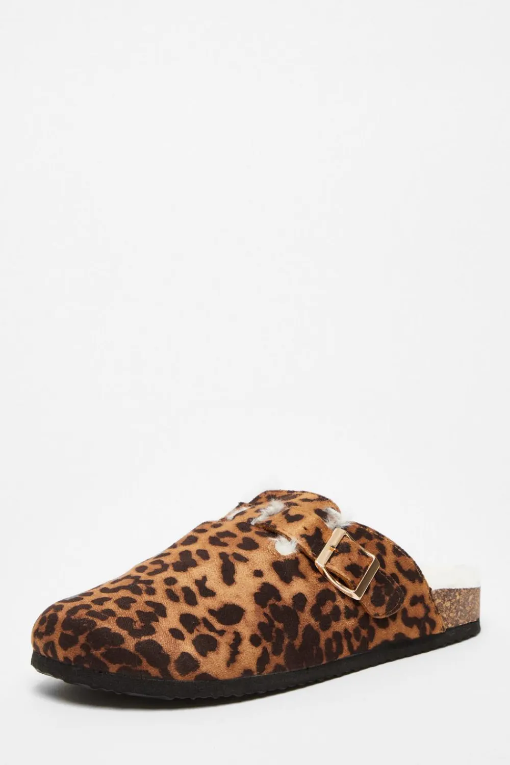 Quiz Flats>Leopard Print Faux Suede Mules