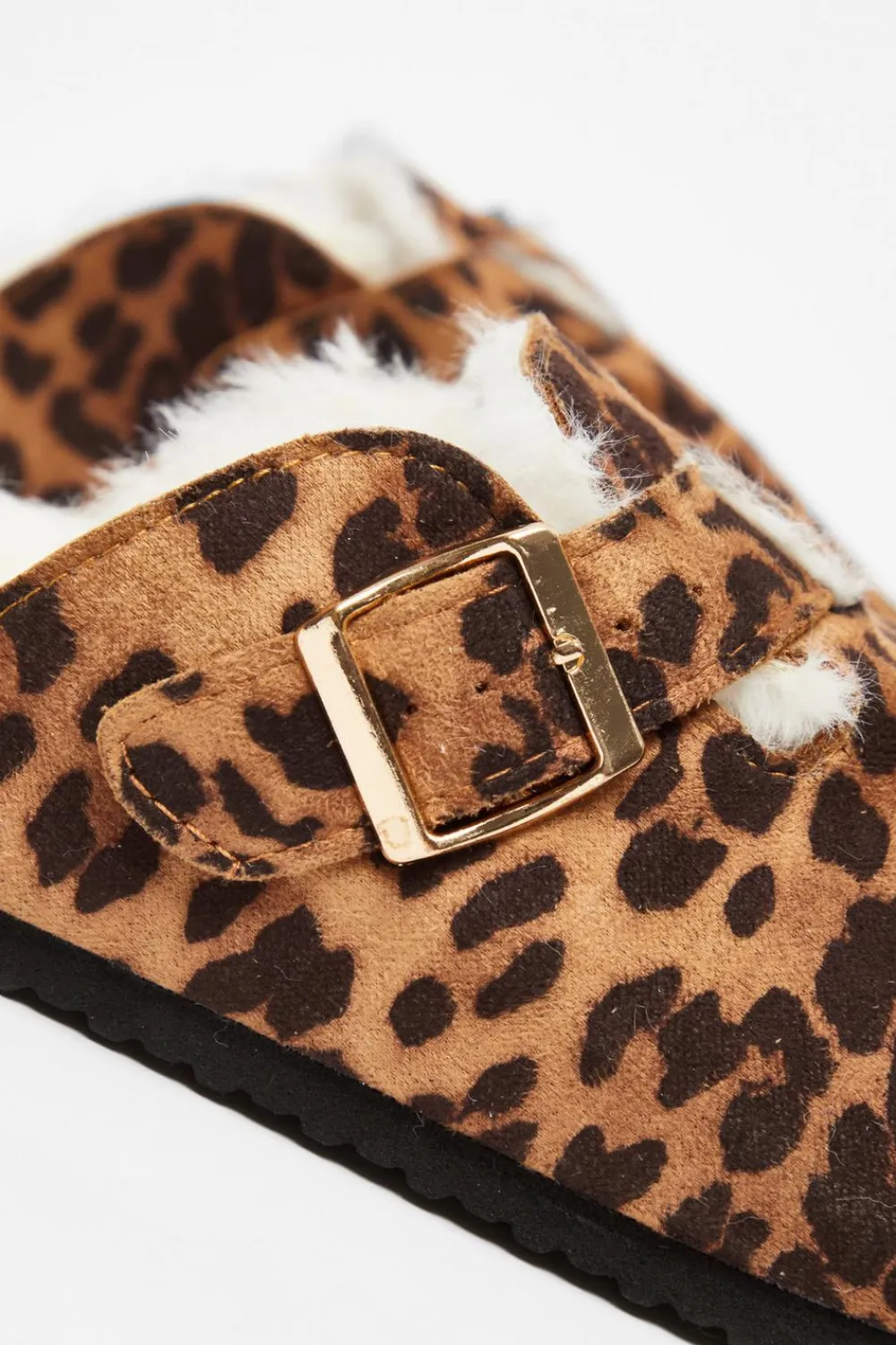 Quiz Flats>Leopard Print Faux Suede Mules