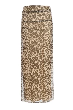 Quiz Co-Ords|Skirts>Leopard Print Mesh Maxi Skirt