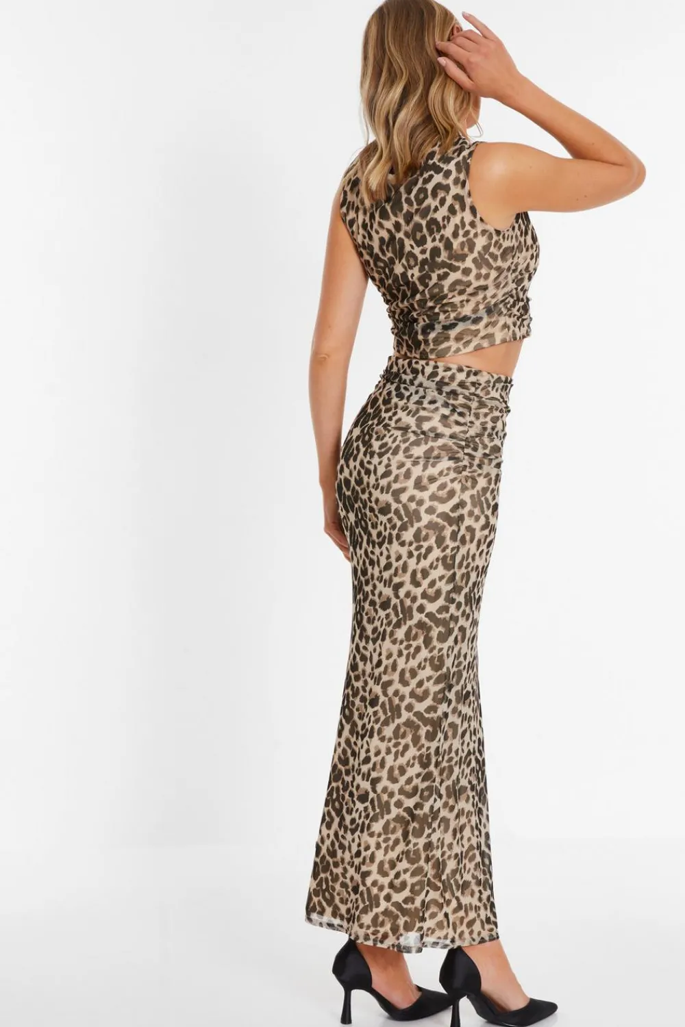Quiz Summer Tops|Going Out Tops>Leopard Print Mesh Top