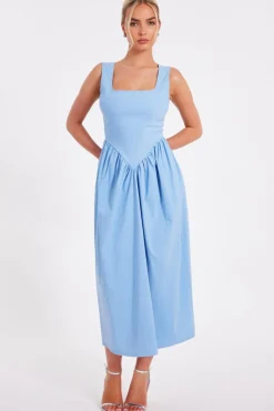 Quiz Summer Clothes|Holiday>Light Blue Bow Back Midi Dress