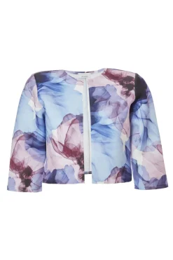Quiz Day At The Races|Christening Guest>Light Blue Floral Cropped Jacket
