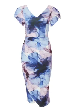 Quiz Day At The Races|Florals>Light Blue Floral Print Midi Dress