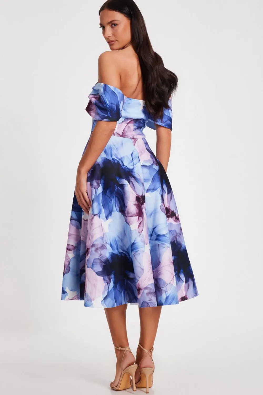 Quiz Evening Dresses|Day At The Races>Light Blue Floral Skater Dress