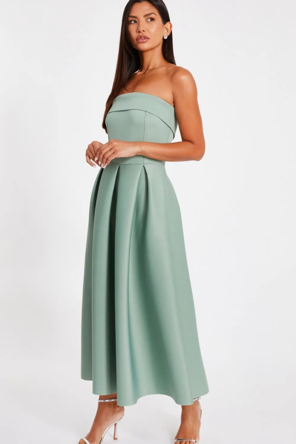 Quiz Prom Dresses|Prom & Ball>Light Green Bandeau Skater Dress