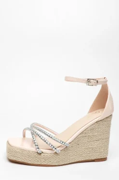 Quiz Wedges|Holiday Shoes>Diamante Cross Strap Wedges