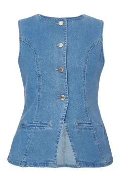 Quiz Waistcoat|Summer Tops>Light Wash Denim Waistcoat