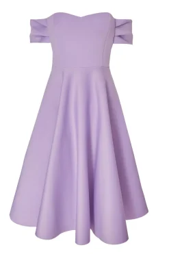 Quiz Day At The Races|Wedding Guest Dresses>Lilac Bardot Midi Skater Dress