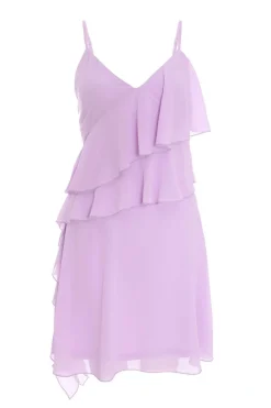 Quiz Holiday|Summer Dresses>Lilac Chiffon Frill Mini Skater Dress