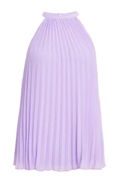Quiz Summer Tops|Going Out Tops>Lilac Chiffon Pleated High Neck Top