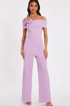 Quiz Occasion Jumpsuits|Evening Jumpsuits>Lilac Floral Corsage Jumpsuit