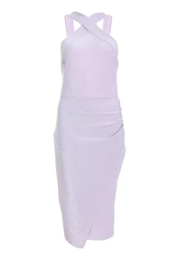 Quiz Wrap Dresses|Wedding Guest Dresses>Lilac Glitter Wrap Midi Dress