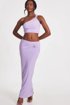 Quiz Going Out Tops|Crop Tops>Lilac One Shoulder Crop Top