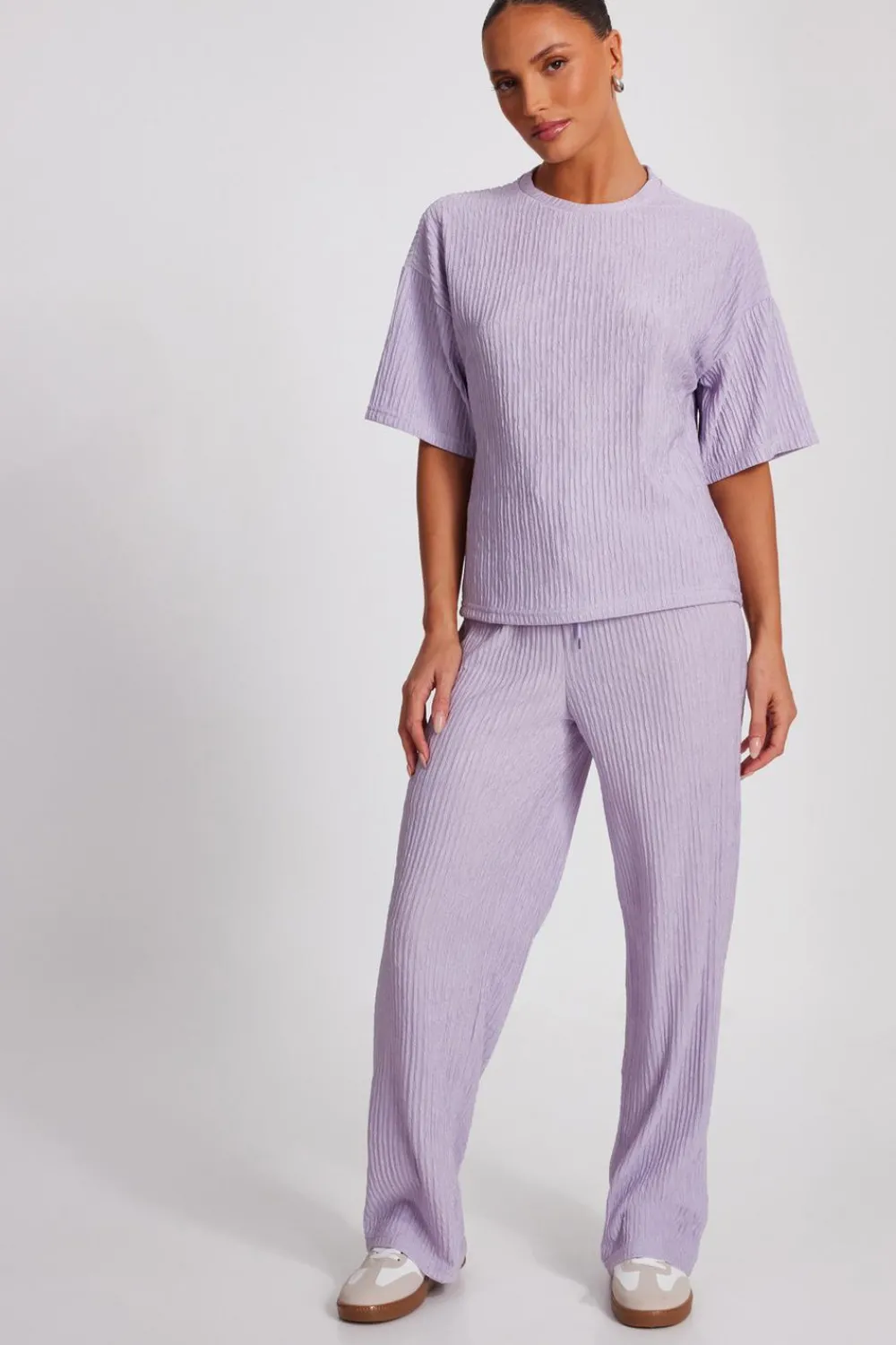 Quiz Trousers|Summer Clothes>Textured Palazzo Trousers