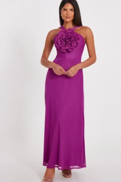 Quiz Prom Dresses|Prom & Ball>Magenta Mesh Corsage Maxi Dress