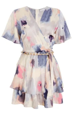 Quiz Playsuits|Summer Clothes>Marble Print Tiered Playsuit