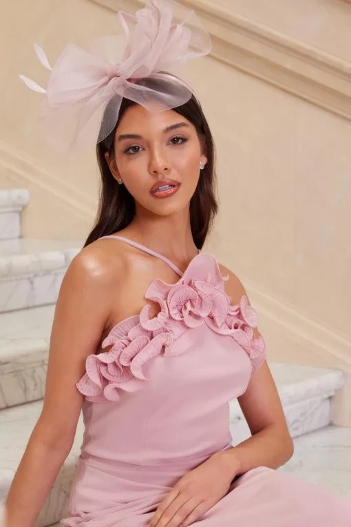 Quiz Wedding Accessories|Hair Accessories>Mauve Feather Headband Fascinator