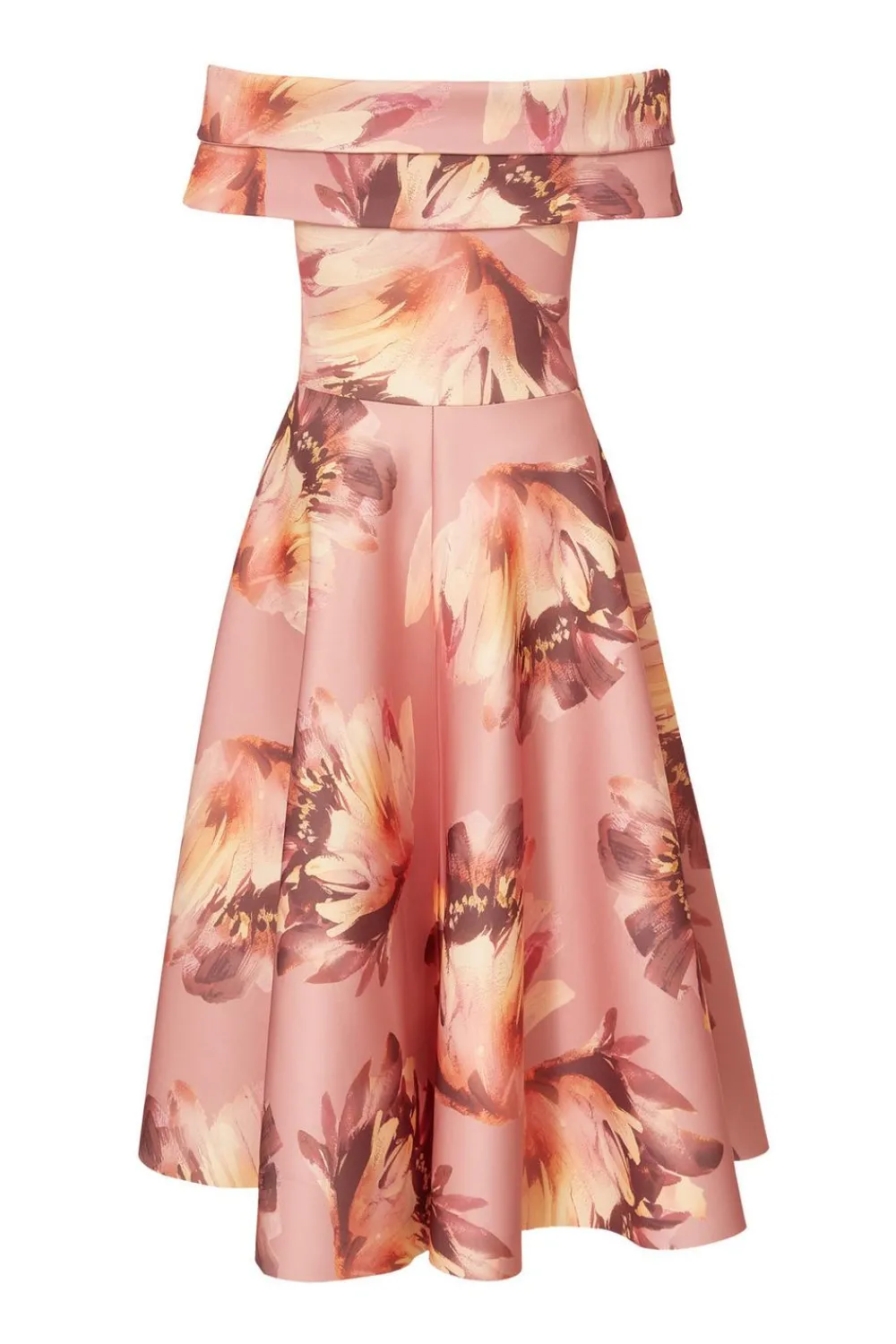 Quiz Day At The Races|Christening Guest>Mauve Floral Bardot Midi Dress