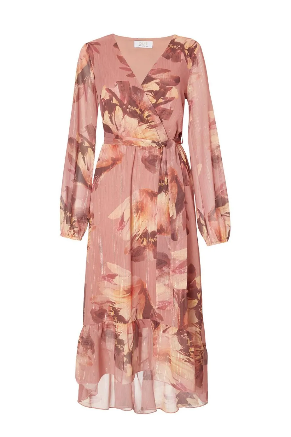Quiz Day At The Races|Christening Guest>Mauve Floral Dip Hem Midaxi Dress