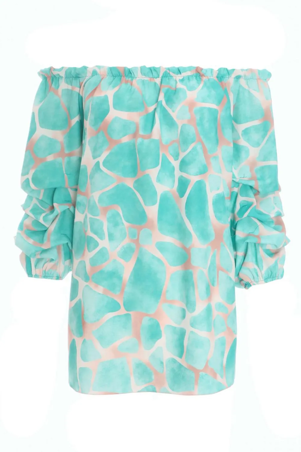 Quiz Shirts & Blouses|Bardot Tops>Mint Giraffe Print Bardot Top