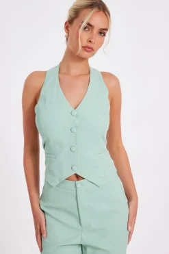 Quiz Waistcoat|Going Out Tops>Mint Tailored Waistcoat