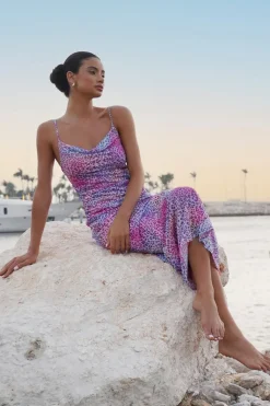 Quiz Summer Clothes|Holiday>Multicoloured Animal Print Mesh Midaxi Dress