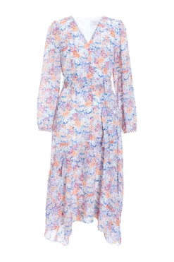 Quiz Holiday|Florals>Multicoloured Ditsy Print Chiffon Wrap Midi Dress