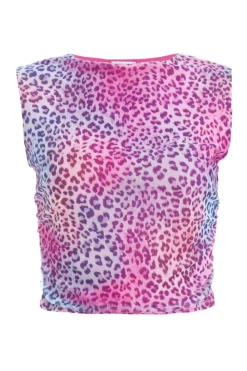 Quiz Summer Tops|Going Out Tops>Multicoloured Leopard Print Mesh Top