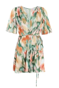 Quiz Going Out|Summer Clothes>Multicoloured Marble Print Satin Playsuit
