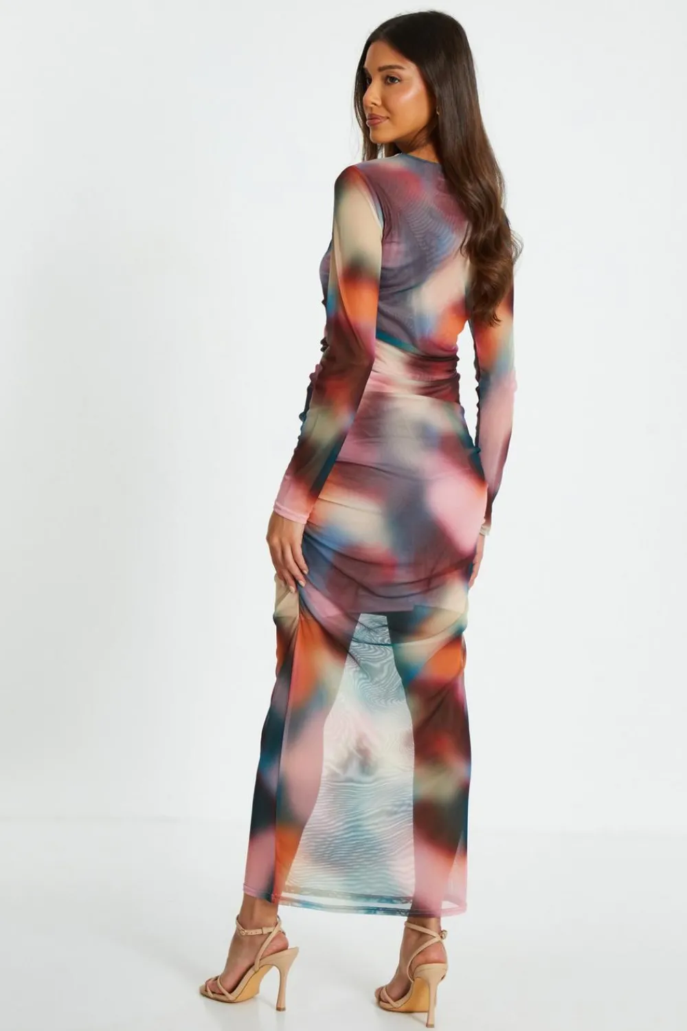 Quiz Co-Ords>Multicoloured Ombre Mesh Crop top