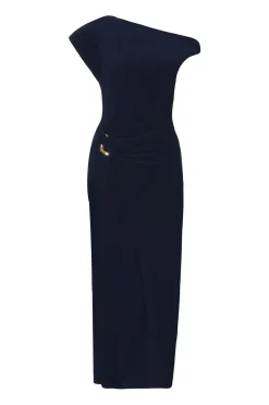 Quiz Day At The Races|Christening Guest>Navy Asymmetric Wrap Midaxi Dress