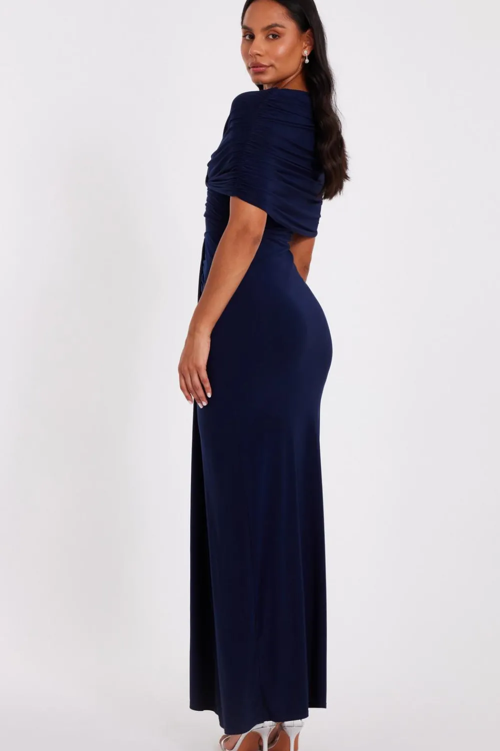 Quiz Evening Dresses|Day At The Races>Navy Cross Front Ruched Maxi Dress