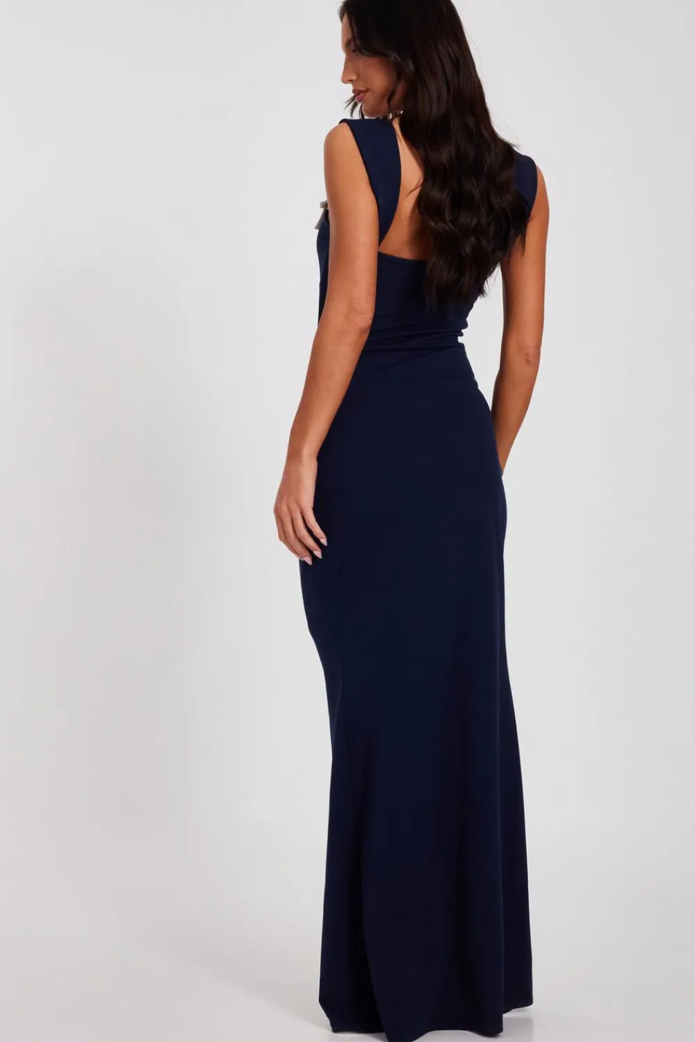 Quiz Prom Dresses|Evening Dresses>Navy Diamante Bow Maxi Dress