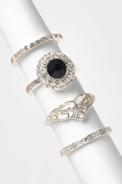 Quiz Wedding Accessories|Jewellery>Navy Diamante Floral Ring Set