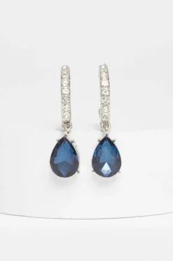 Quiz Wedding Accessories|Jewellery>Navy Diamante Hoop Earrings