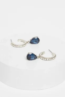 Quiz Wedding Accessories|Jewellery>Navy Diamante Hoop Earrings