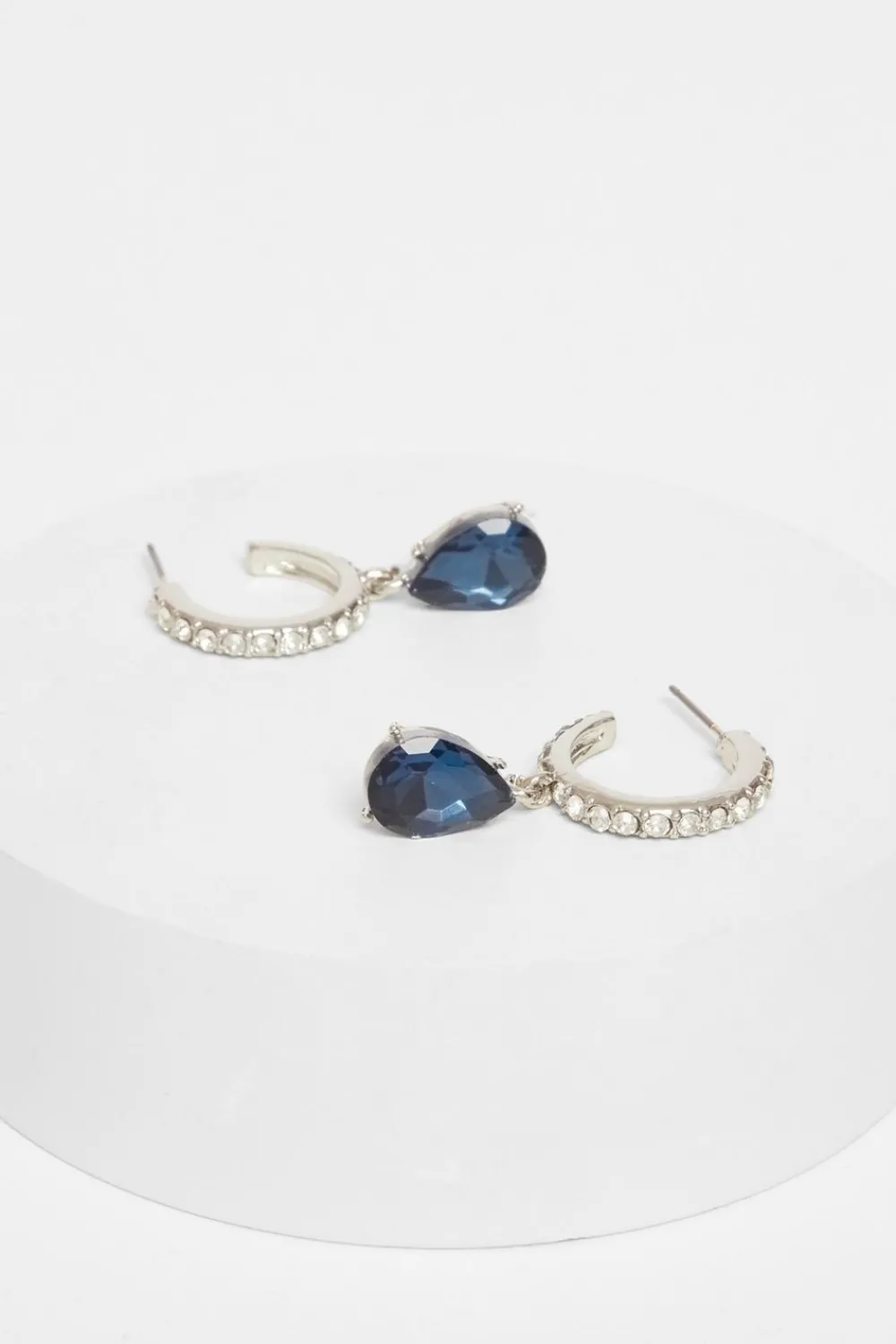 Quiz Wedding Accessories|Jewellery>Navy Diamante Hoop Earrings