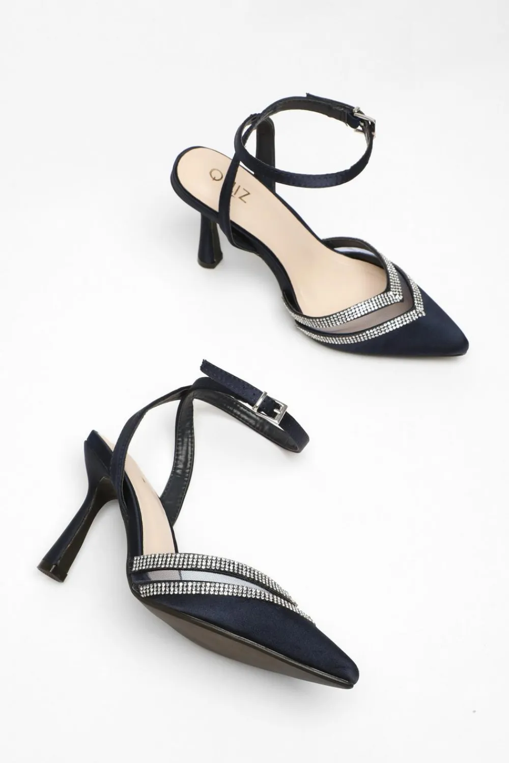 Quiz Occasion Shoes|Heels>Diamante Mesh Court Heels