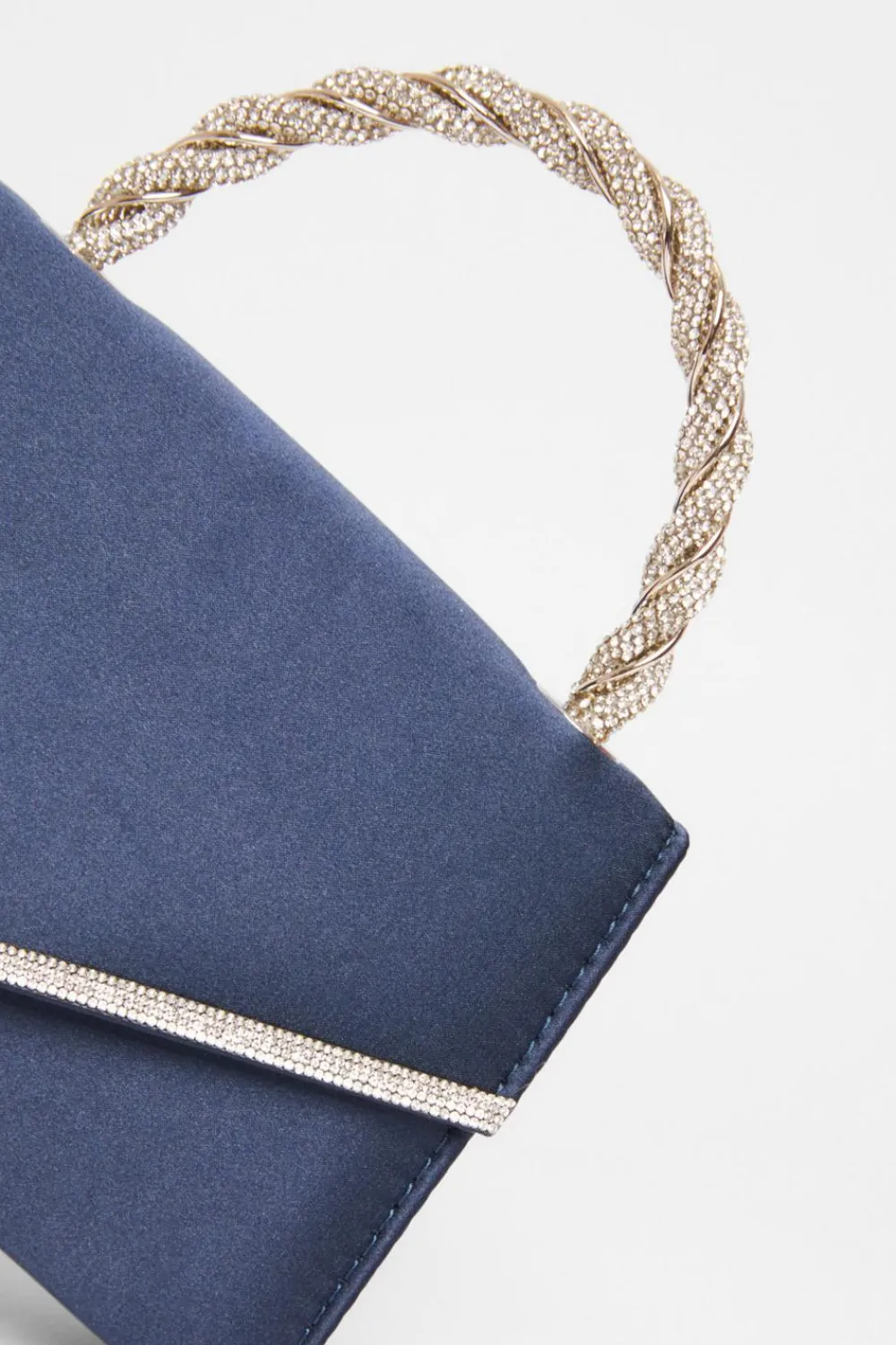 Quiz Bags|Shoe & Bag Sets>Navy Diamante Twisted Top Handle Bag