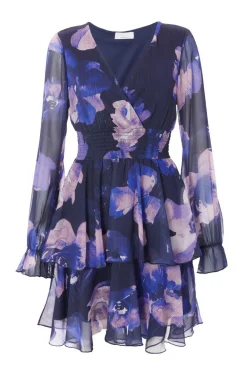 Quiz Evening Dresses|Day At The Races>Navy Floral Tiered Skater Dress