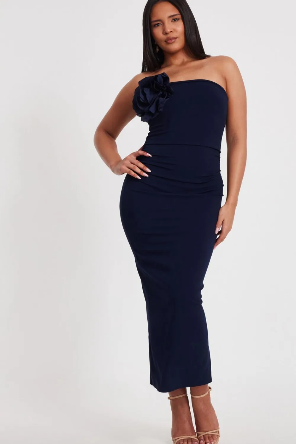Quiz Day At The Races|Christening Guest>Navy Flower Embellished Midaxi Dress
