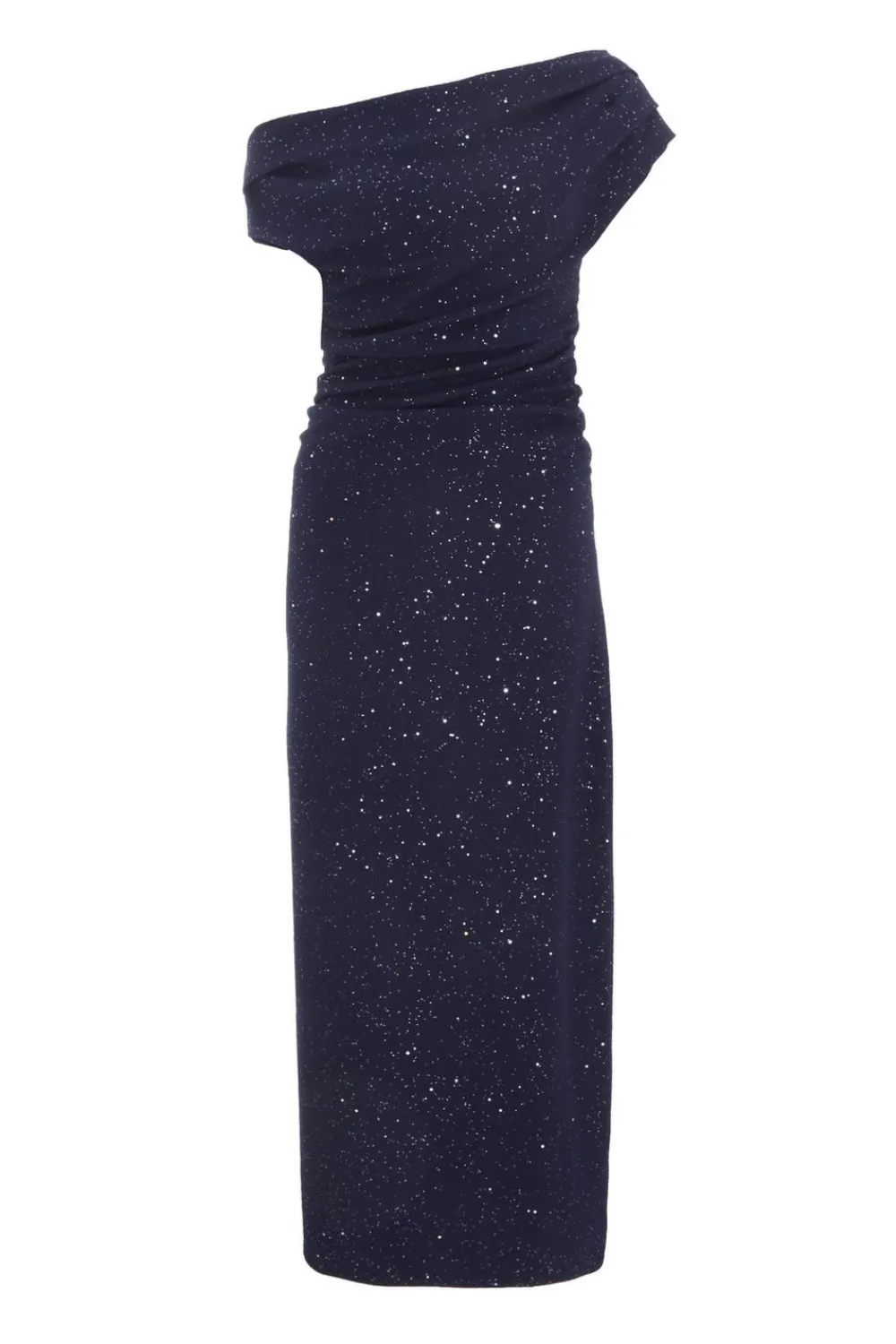 Quiz Evening Dresses|Wedding Guest Dresses>Navy Glitter Asymmetric Midaxi Dress