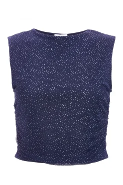 Quiz Going Out Tops|Crop Tops>Glitter Mesh Crop Top