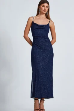 Quiz Occasion Dresses|Navy Dresses>Glitter Mesh Midaxi Dress