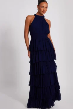Quiz Prom Dresses|Prom & Ball>Navy Mesh Tiered Maxi Dress